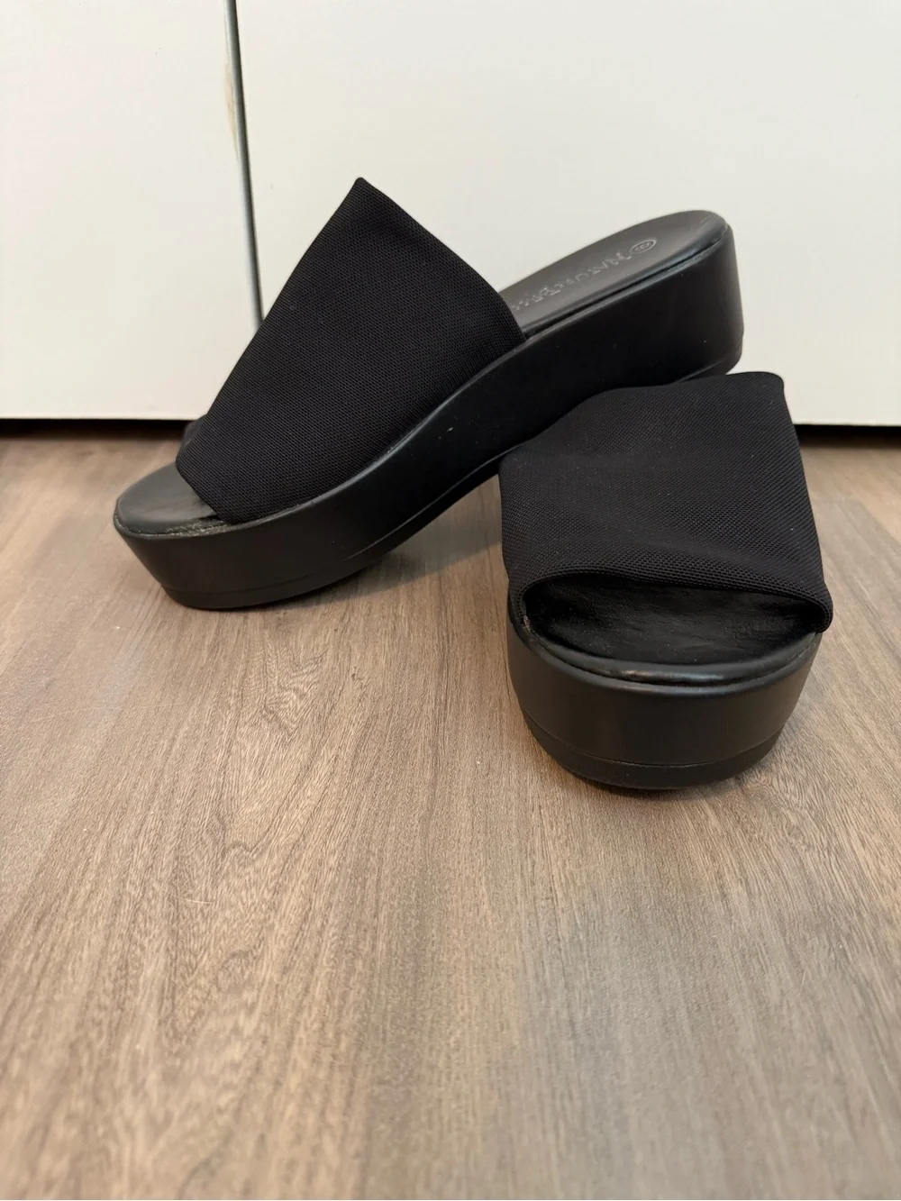 Naturalizer Black Platform Slide Sandals